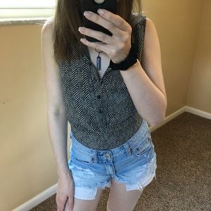 J Crew stripe ruffle tank